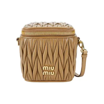 MIU MIU Matelassé Sheepskin Crossbody Bag, Shoulder Bag Mini Women's Brown