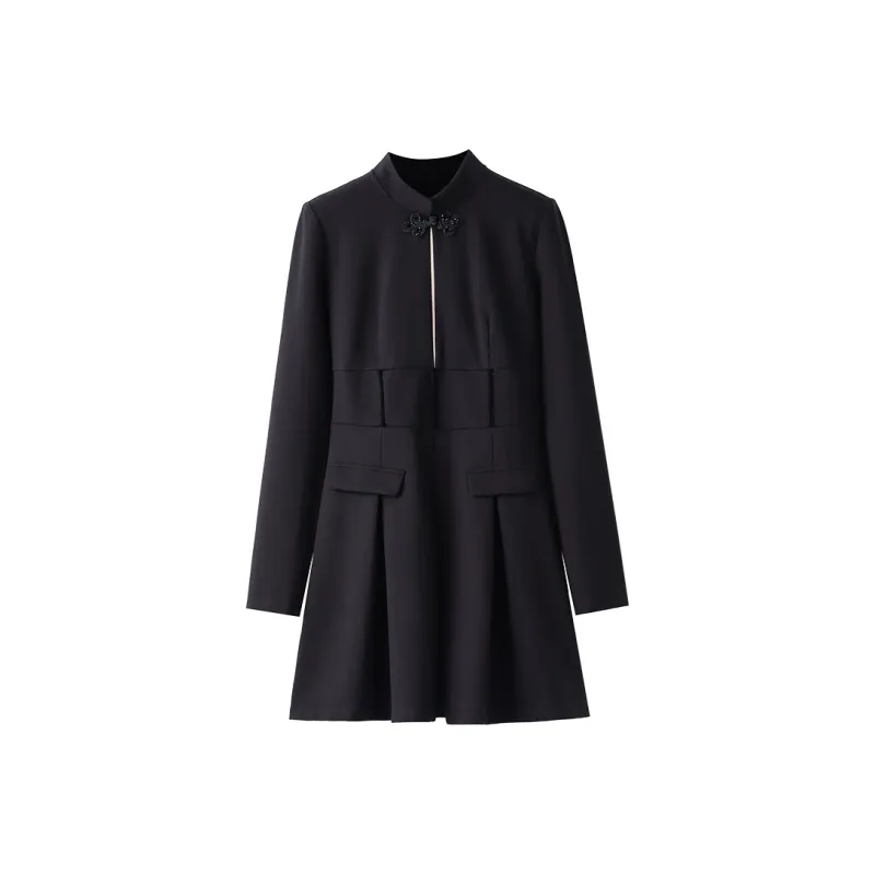 Udon House Long Sleeved Dress Women's Black-0