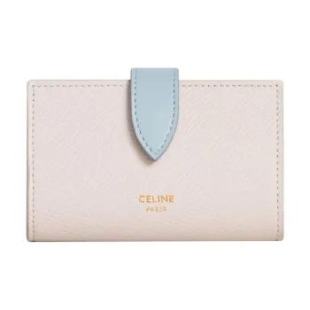 CELINE Grained Calfskin Key Pouch Women's Pink/Blue