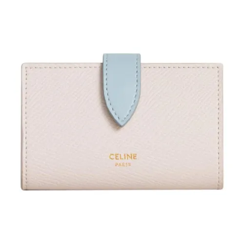 CELINE Grained Calfskin Key Pouch Women's Pink/Blue