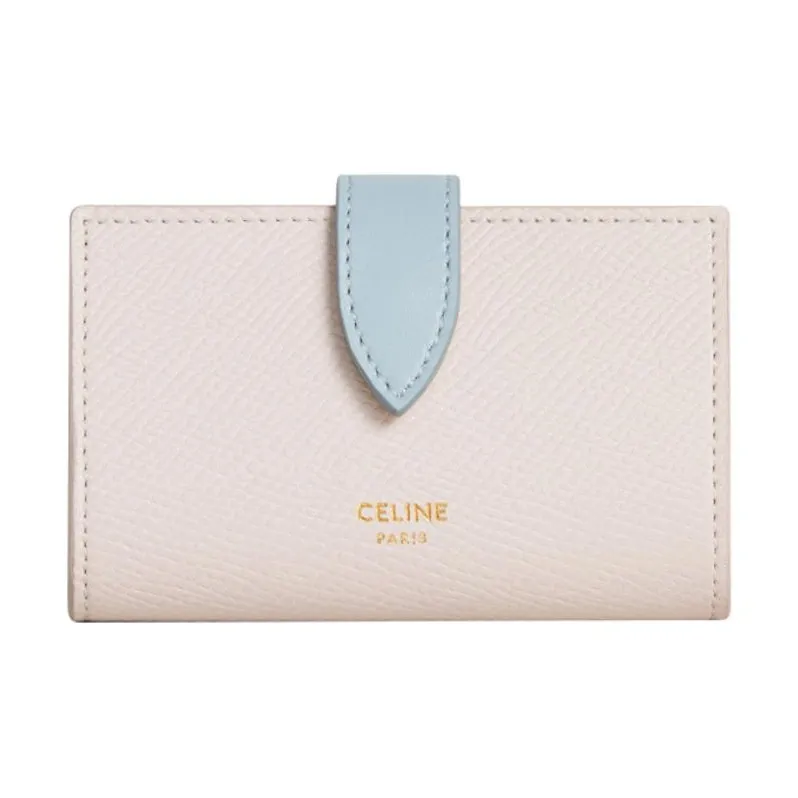 CELINE Grained Calfskin Key Pouch Women's Pink/Blue-0