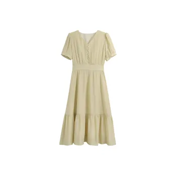 She Enjoys Short Sleeved Dress Women's Anise Yellow