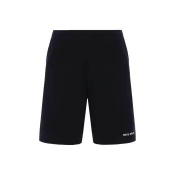MIU MIU Logo Embroidered Shorts