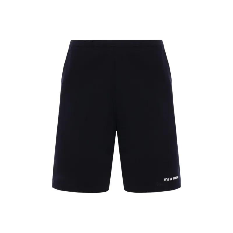 MIU MIU Logo Embroidered Shorts-0