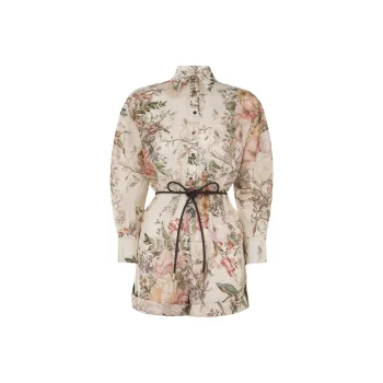 Zimmermann Waverly Floral Printed Shirt Playsuit