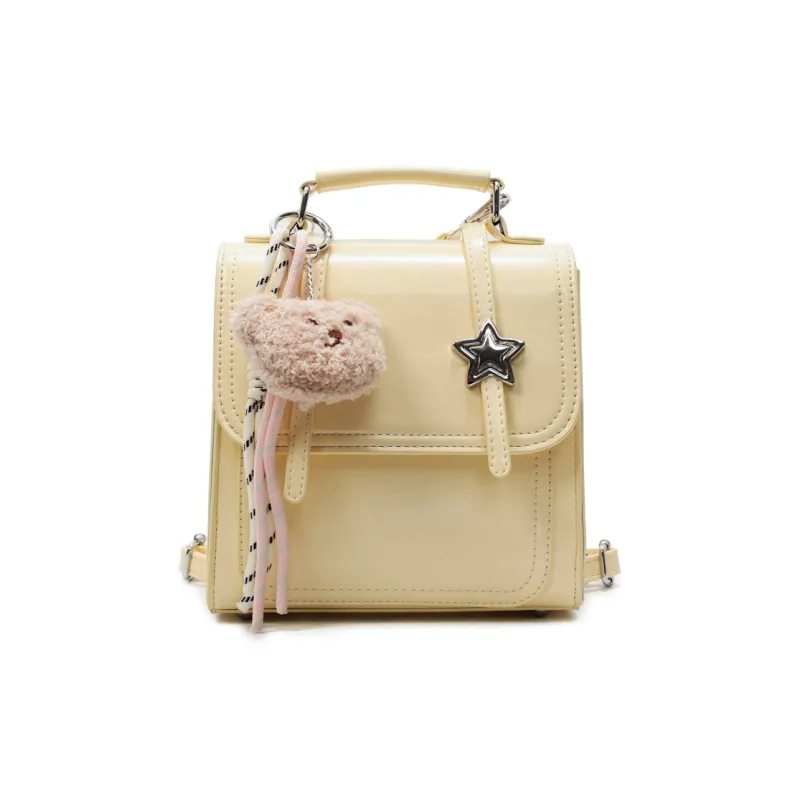 Yalu PU Backpack Unisex Black/Ecru/White Khaki/Silver/Yellow-21