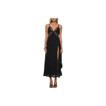PRINCESS POLLY SHULL MAXI DRESS Slip Dresses Women's Black