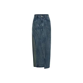 URBAN REVIVO Denim Long Skirt Women's Blue