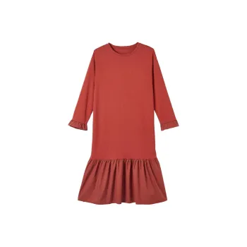 【dme】 Long Sleeved Dresses Women's Brick Red