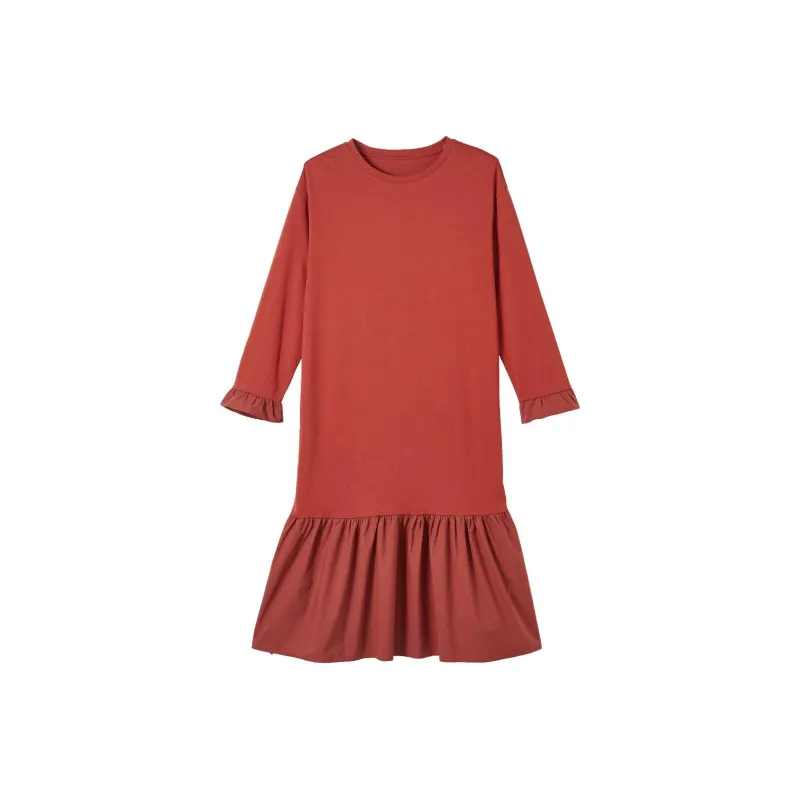 【dme】 Long Sleeved Dresses Women's Brick Red-0