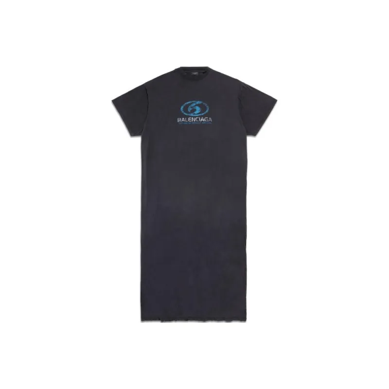 Balenciaga SS24 Short Sleeved Dress Loose Fit Women's Gray-0