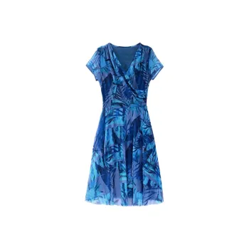 Mapping Short Sleeved Dresses Women's Blue