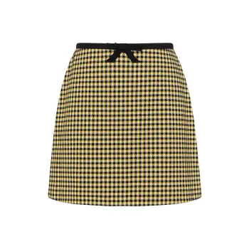 MIU MIU Casual Short Skirts Women's Yellow Black
