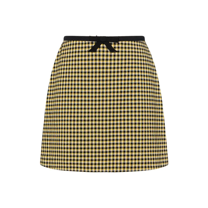 MIU MIU Casual Short Skirts Women's Yellow Black-0
