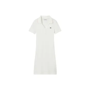 LACOSTE SS25 Short Sleeved Dress Women's White/Pink