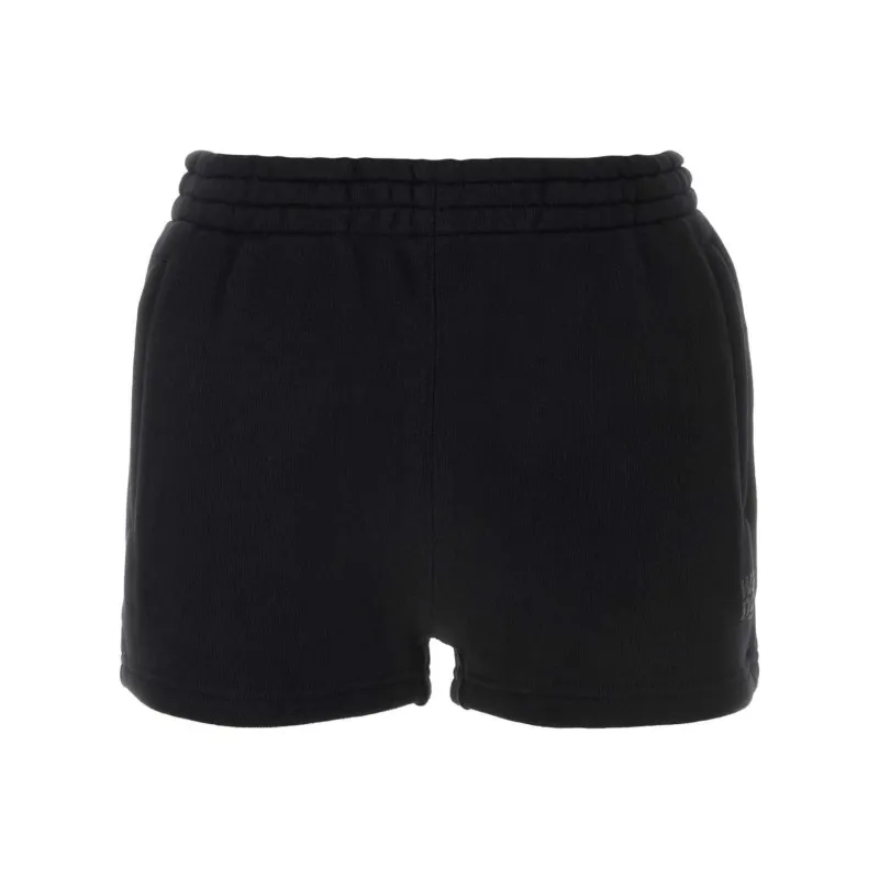 T By Alexander Wang Essential Terry Puff Paint Logo Sweatshort Black-0