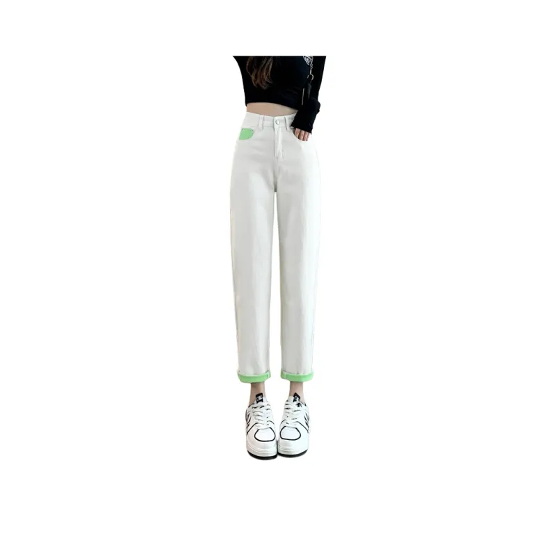 SITOL Jeans Women's White Green-0