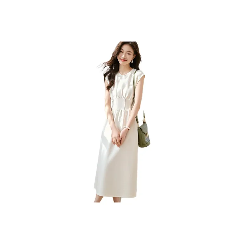 Mo Han Yi Mei Sleeveless Dress Women's Ecru-0