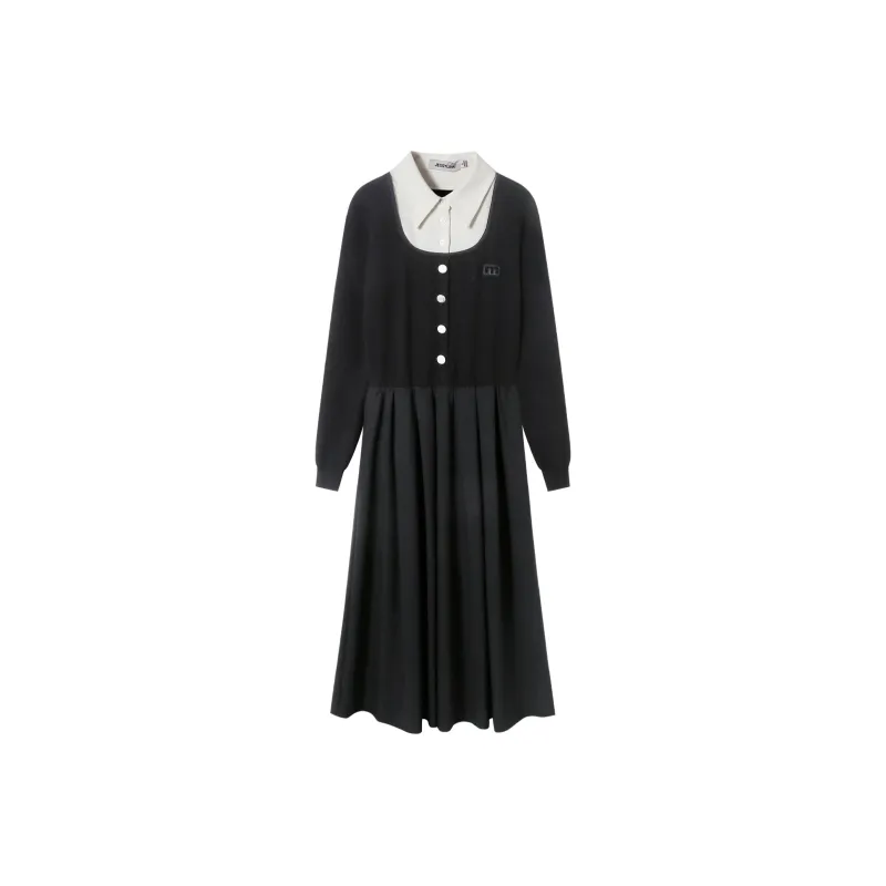 JESSYLINE Long Sleeved Dress Women's Black-0