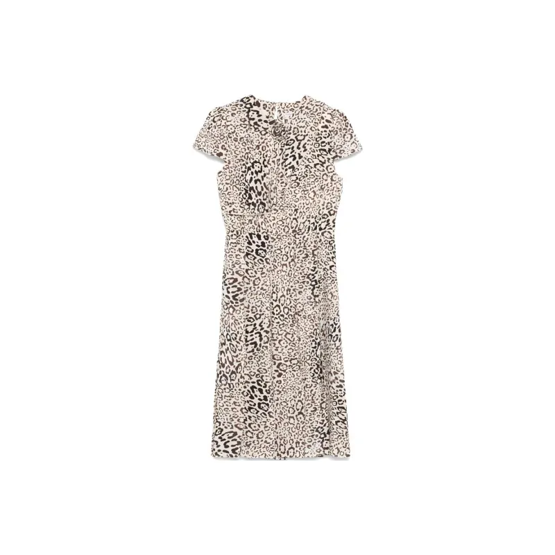 Alessandra Rich Leopard print Pleated Midi Dress-0