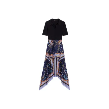 Maje Chain print Draped Midi Dress