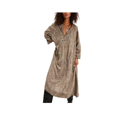 FREE PEOPLE Magnolia Pearl Silke Dress Long-Sleeved Dresses Women's Moon/Aqua