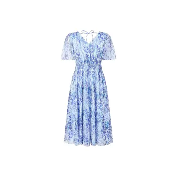 JZ Juzui Short Sleeved Dress Women's Pattern Light Purple