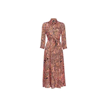 PINKO Pattern Printed Long Sleeved Belted Dress