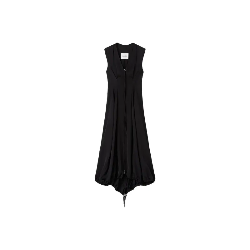 JIL SANDER V-Neck Sleeveless Midi Dress-0