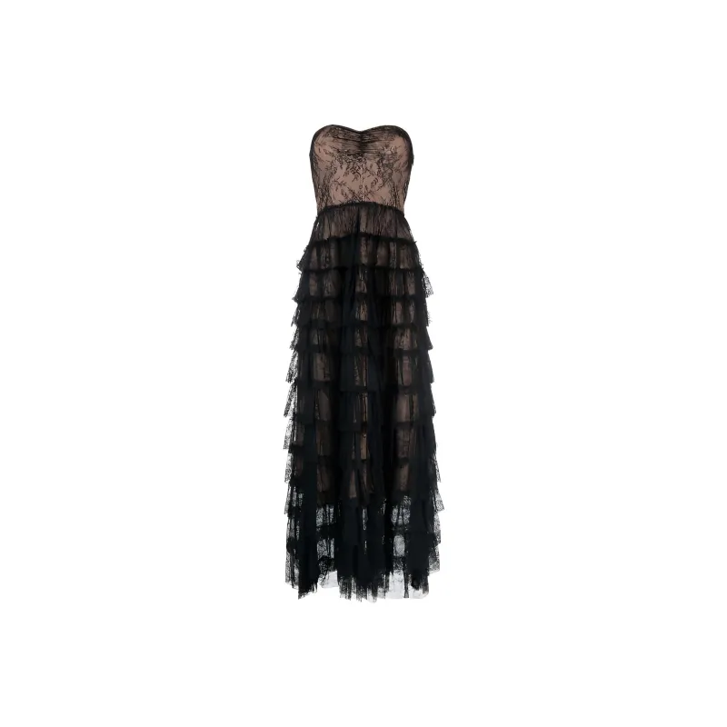 Twinset Ruffled Chantilly lace Maxi Dress-0