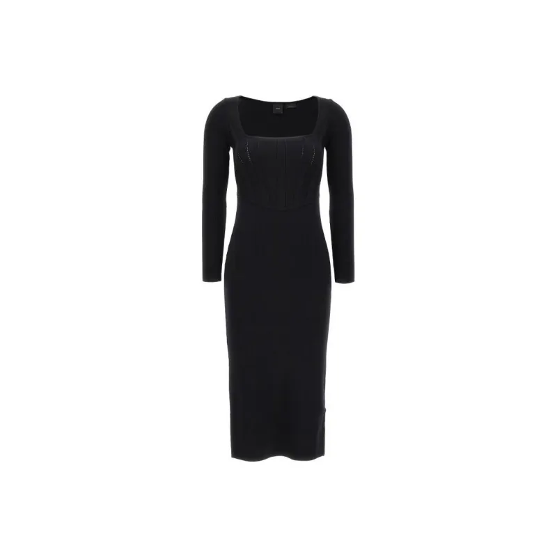 PINKO Corset-style Long-sleeve Midi Dress-0
