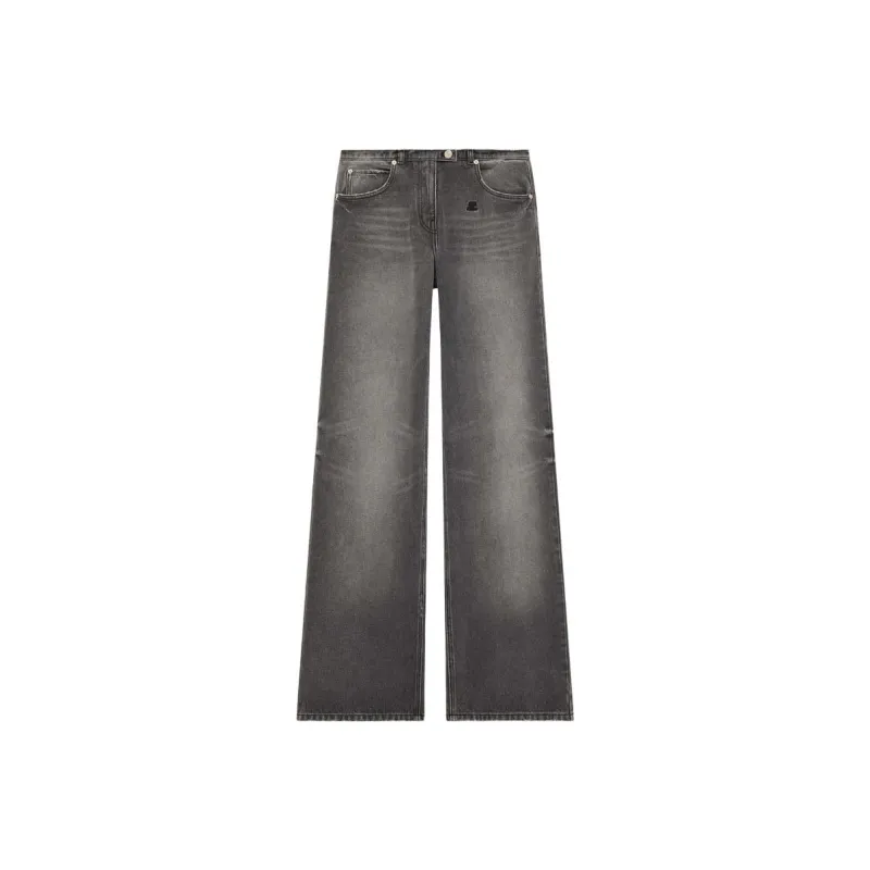COURREGES Relaxed Black Denim Straight Pants 'Stone Washed Grey'-0