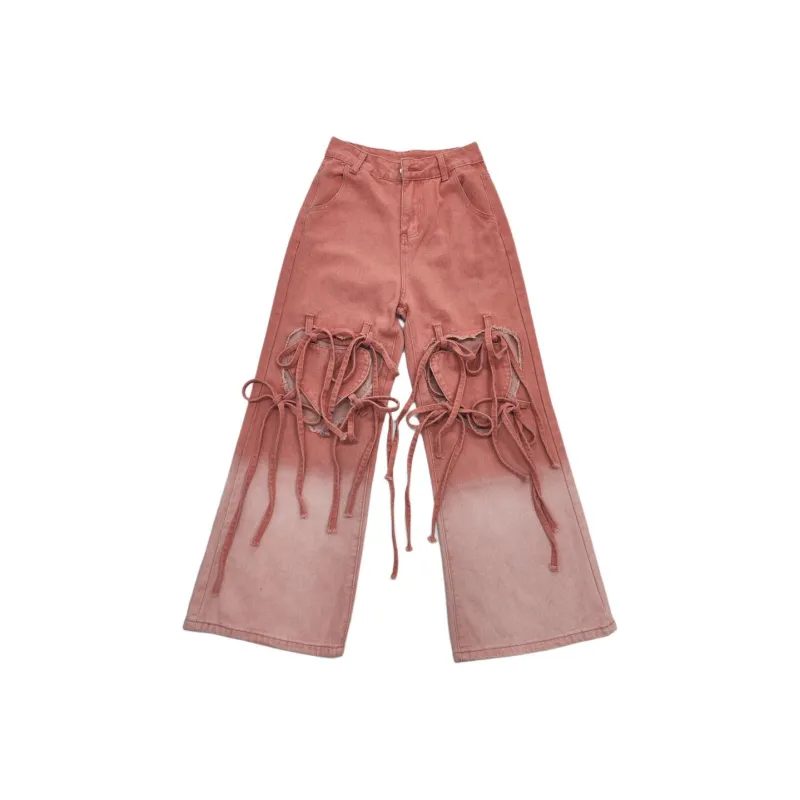 YuChaJia Jeans Women's Gradient Pink-0