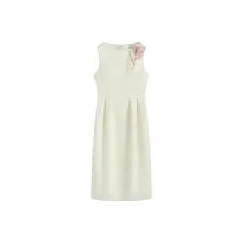 HDFULERN Sleeveless Dress Women's Elegant White