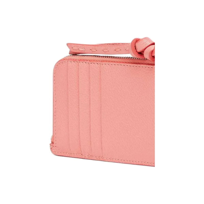 FENDI Peekaboo Cuoio Romano Leather Card Holder Women's Pink-3