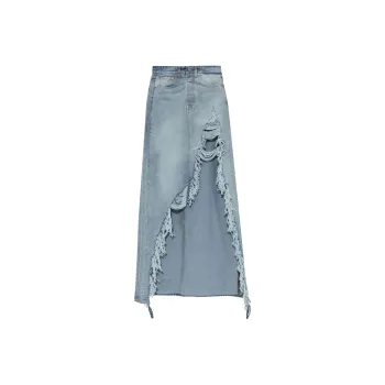 Vetements Distressed Draped Denim Skirt