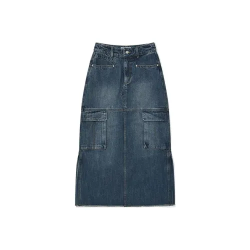 Kirsh FW24 Denim Long Skirt Women's Dark Blue