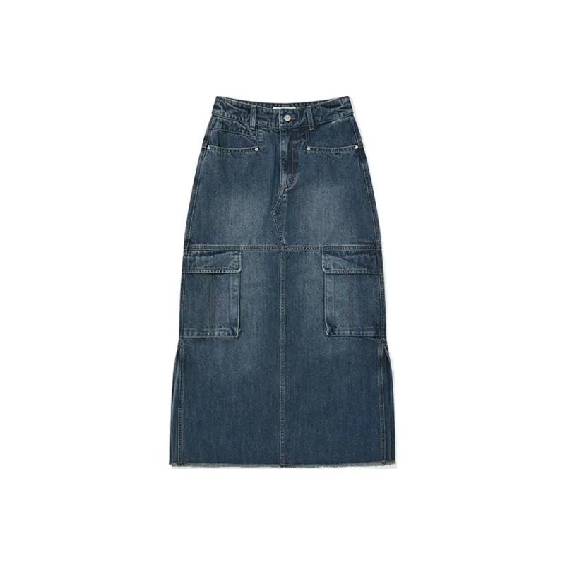 Kirsh FW24 Denim Long Skirt Women's Dark Blue-0