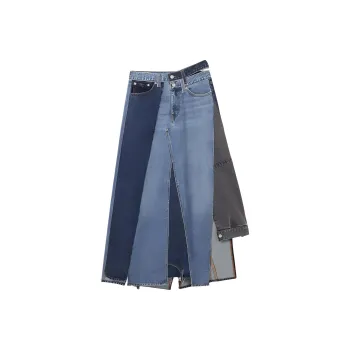 Levi's Denim Long Skirts Women's Medium Blue/Light Blue/Gray