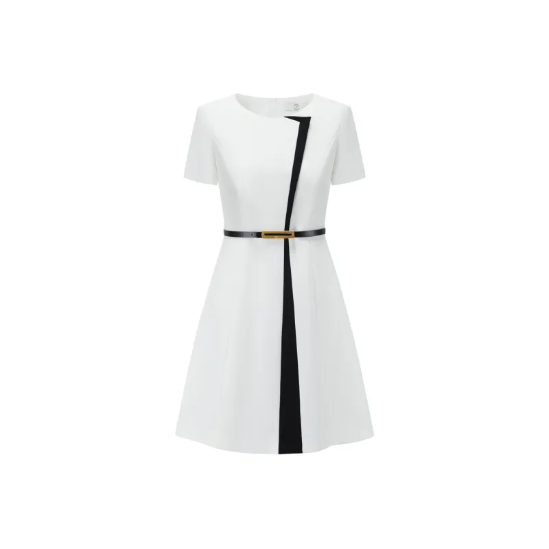 ONE SHALLOW Short Sleeved Dresses Women's White-0