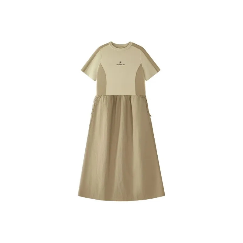 FILA FUSION FOBFUSION LIFE SS25 Short Sleeved Dresses Women's Dark Wheat Khaki-0