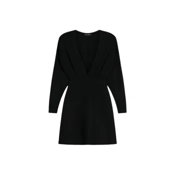 SCANLAN THEODORE Crepe Knit Dolman Sleeve Mini Long-Sleeved Dresses Women's Black
