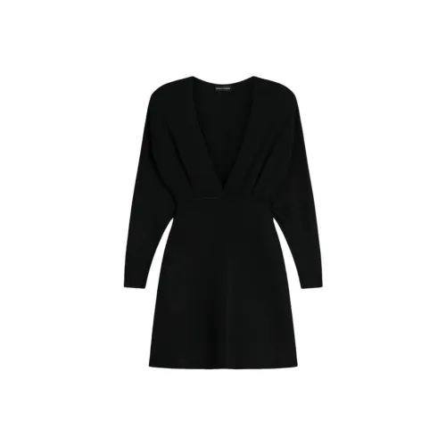 SCANLAN THEODORE Crepe Knit Dolman Sleeve Mini Long-Sleeved Dresses Women's Black