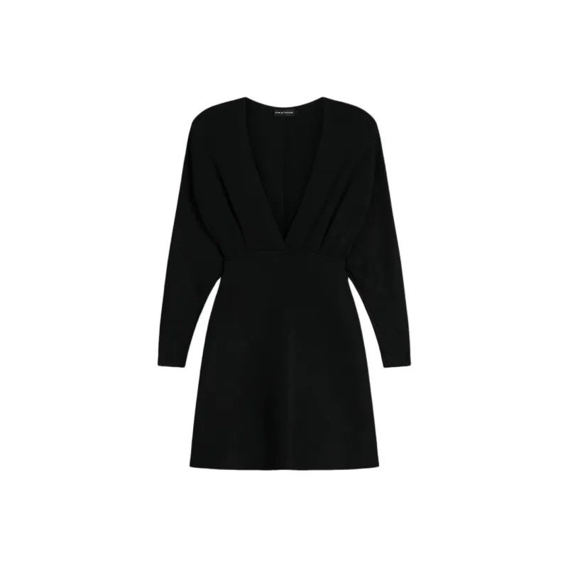 SCANLAN THEODORE Crepe Knit Dolman Sleeve Mini Long-Sleeved Dresses Women's Black-0