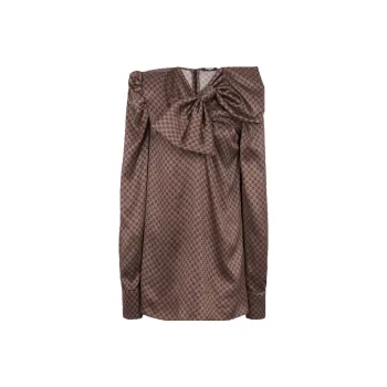 BALMAIN Bow embellished Monogram print Minidress