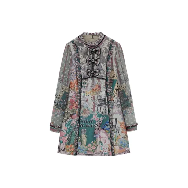 LULUALWAYS Long-Sleeved Dresses Women's Green-0