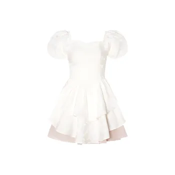 PAIN OR PLEASURE Short Sleeved Dresses Women's White