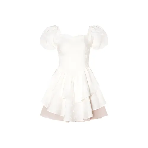 PAIN OR PLEASURE Short Sleeved Dresses Women's White