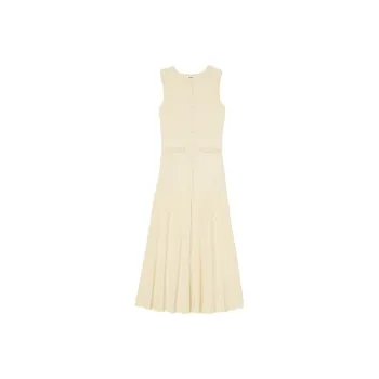 Sandro Sleeveless Dress Women's Beige Yellow