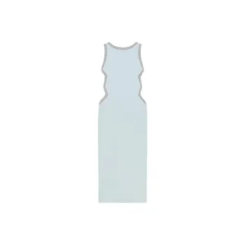 GIVENCHY Evening Dress In Knit With Pearls And Crystals Sleeveless Dress Women's Light Blue